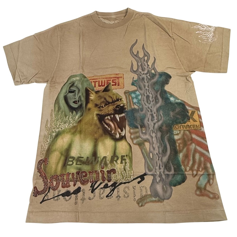 Travis Scott Cactus Jack Utopia Las Vegas Souvenir T-Shirt Tan Men Graphic Tee